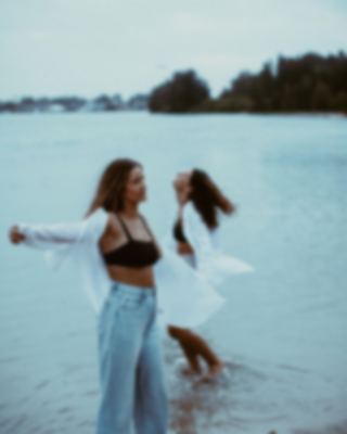 Denim and open shirt in the shallows