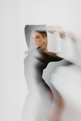 Motion study in black and white, editorial boudoir